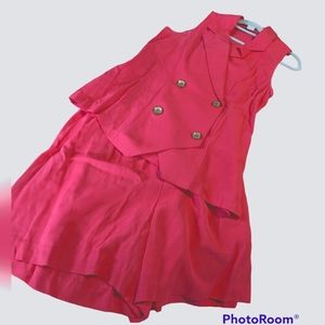 AUTHENTIC VINTAGE 80s David Hollis hot pink 2 piece set with vest and shorts